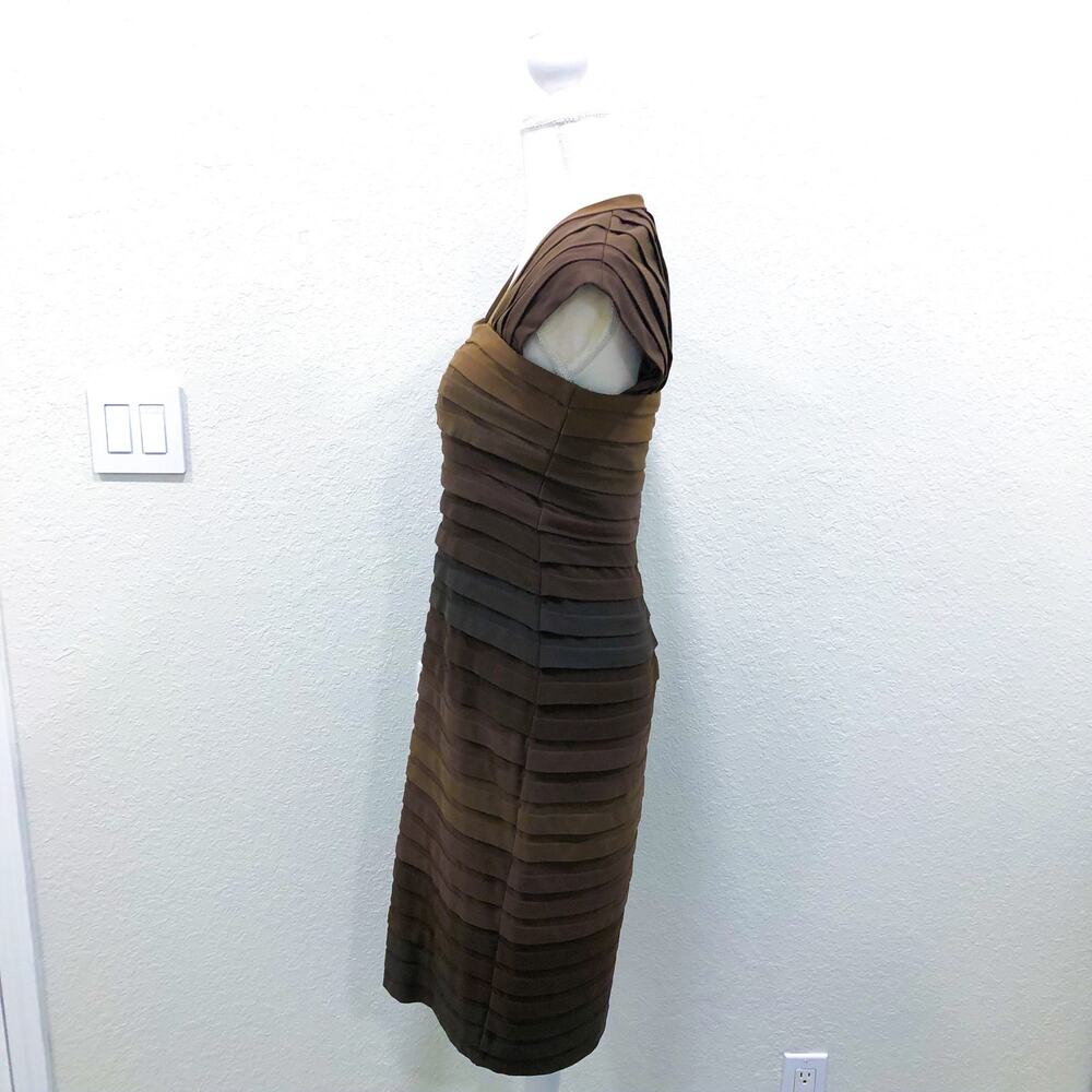 Tadashi Shoji Brown Ombre Banded Layered Bodycon Sheath Dress - Picture 3 of 9